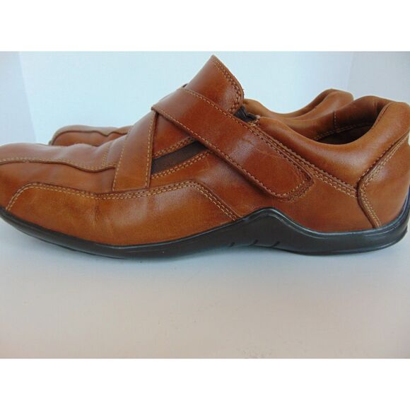 Men's Cole Hahn Slip on brown leather hook & loop closure Size 8M small flaw - Picture 5 of 9